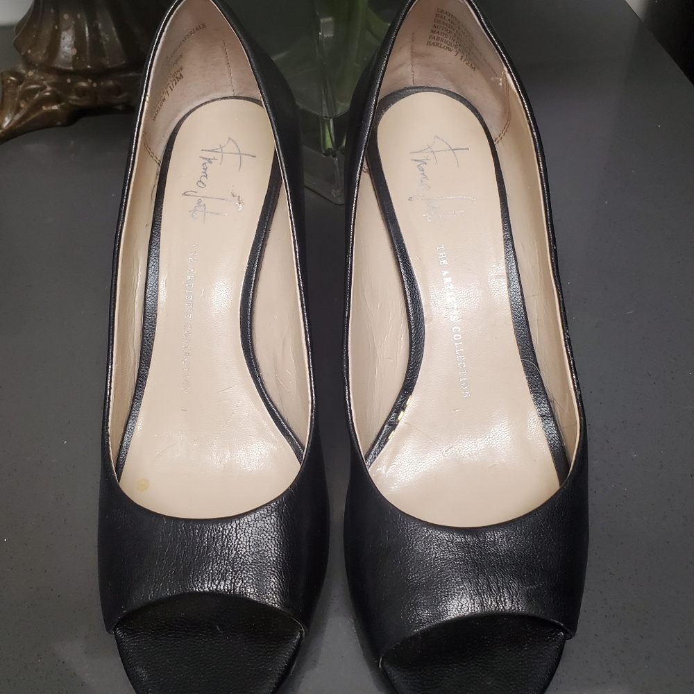 Black Leather Wedges